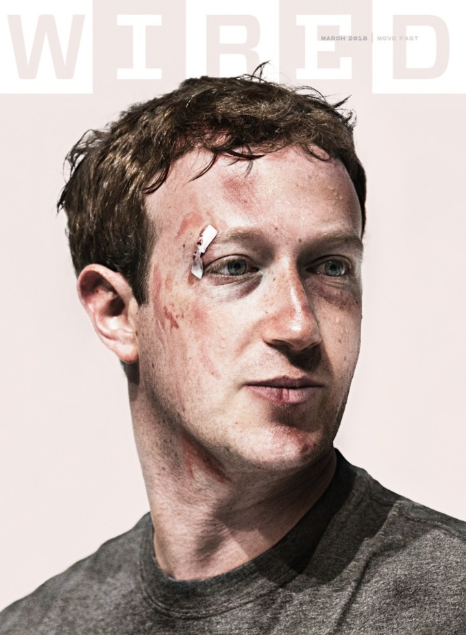 «Побитый» Марк Цукерберг стал лицом мартовского номера журнала WIRED