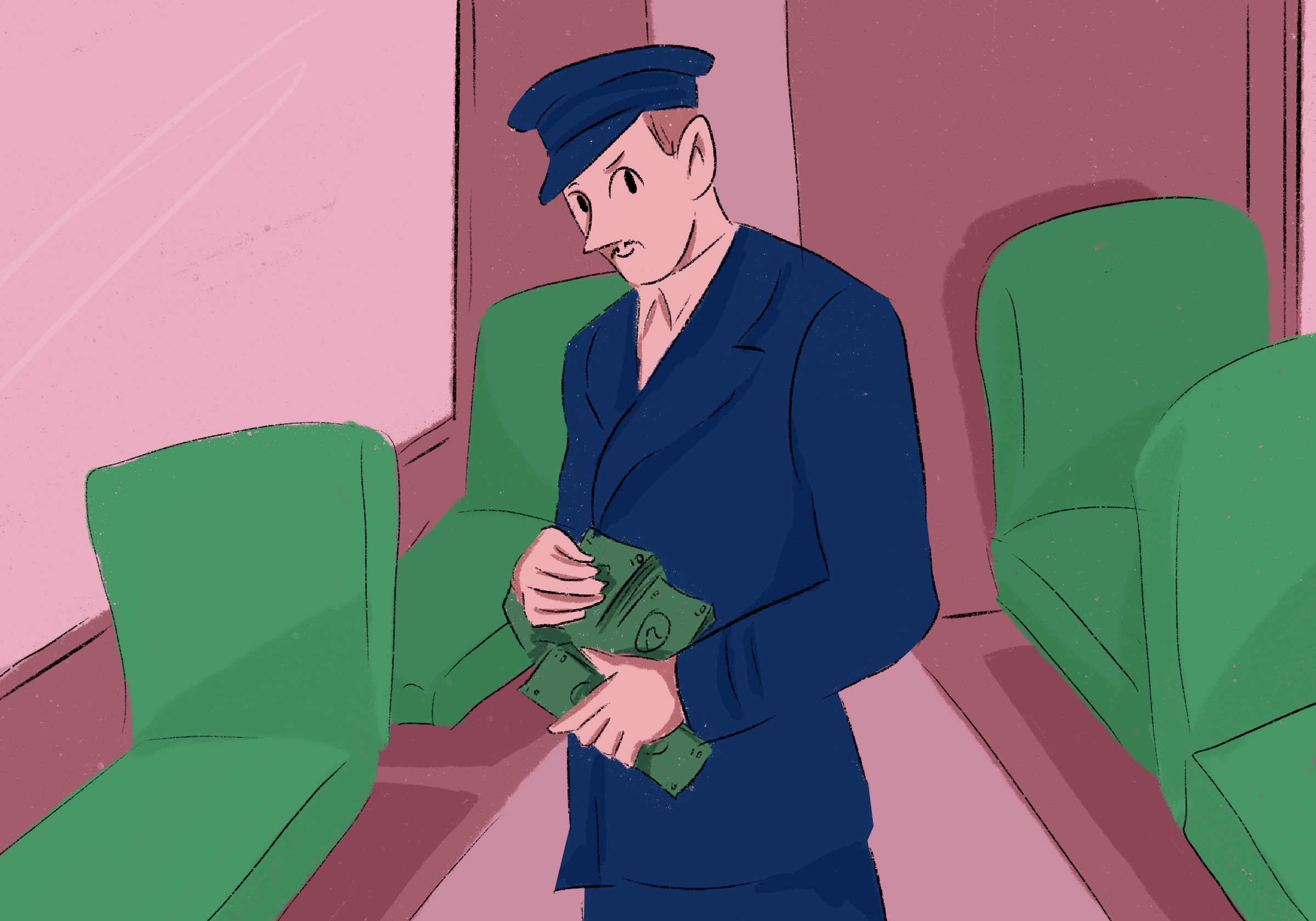 проводник поезда с деньгами 