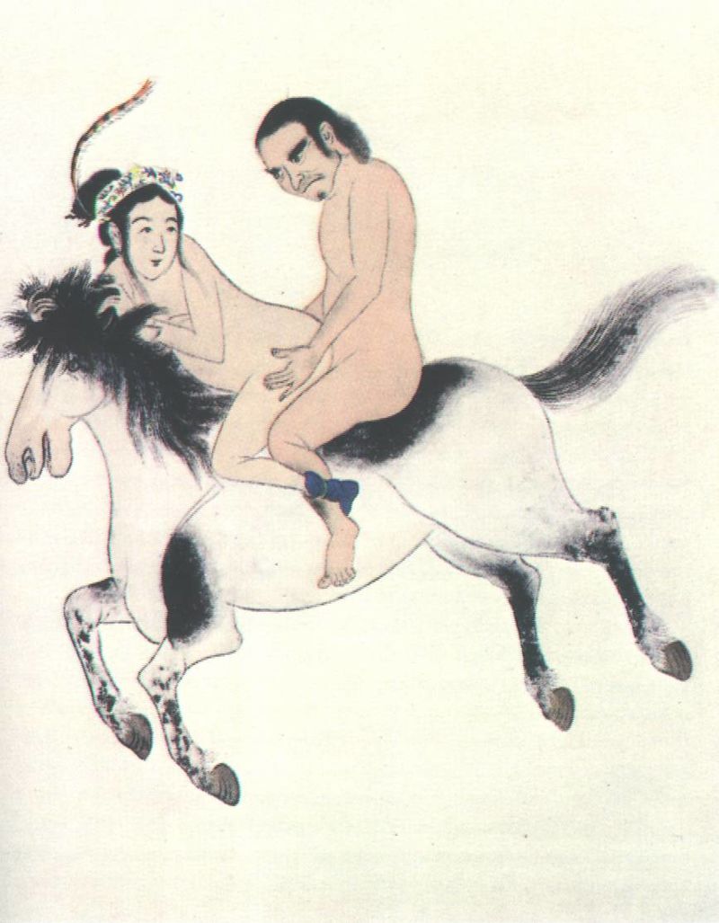 женщина и мужчина голые на скакуне