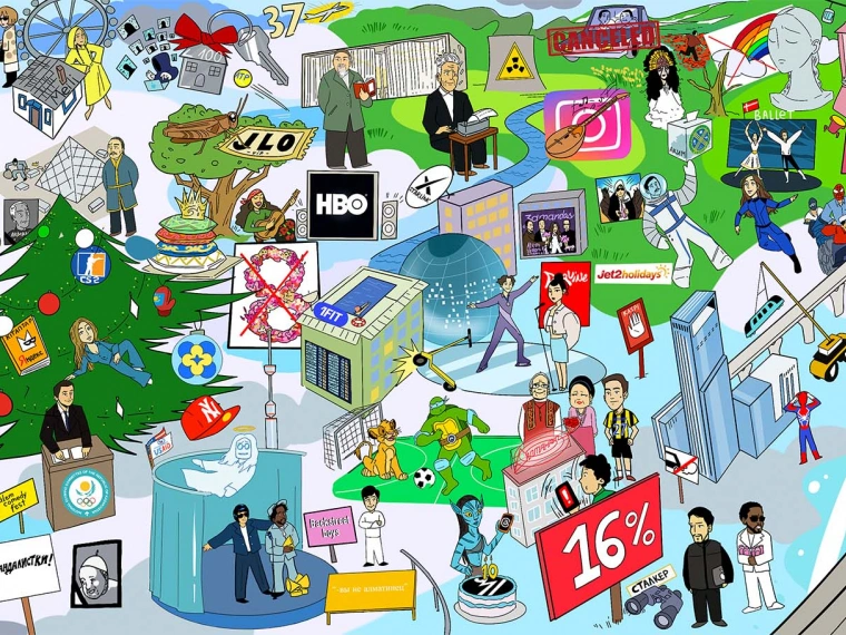 100 пасхалок: редакция STEPPE собрала все события 2025 года в одной иллюстрации