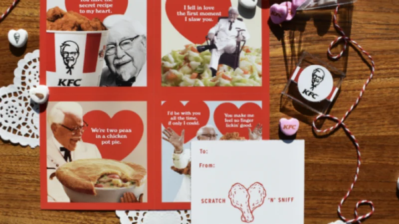 KFC выпустил ко Дню Святого Валентина карточки с запахом жареной курочки